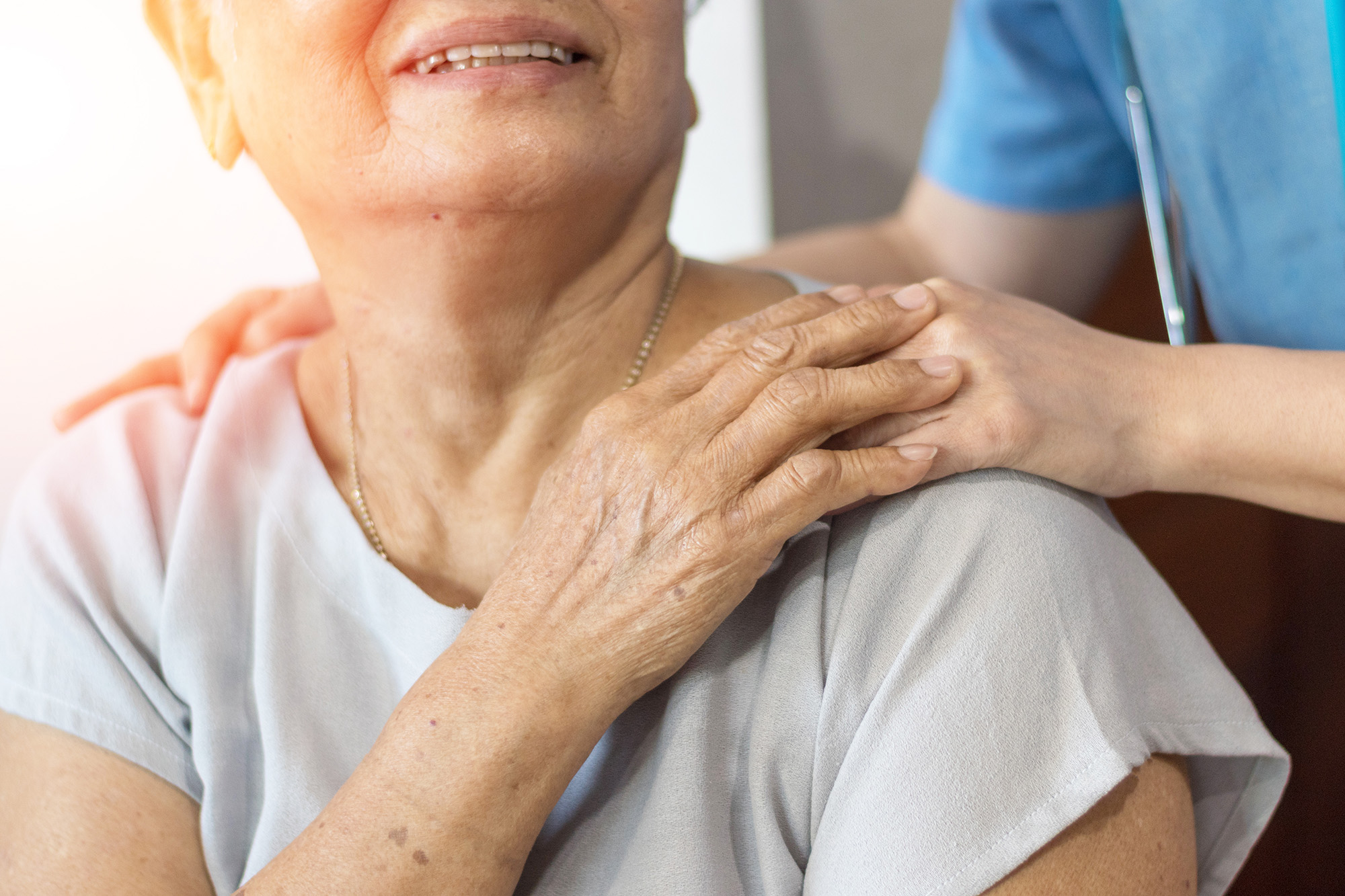 Patient receiving care from nurse